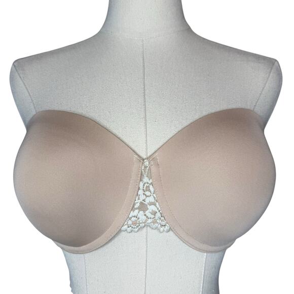 Wacoal Strapless Embrace Push Up Lace Bra Nude 854191 size 32DD - Picture 1 of 7